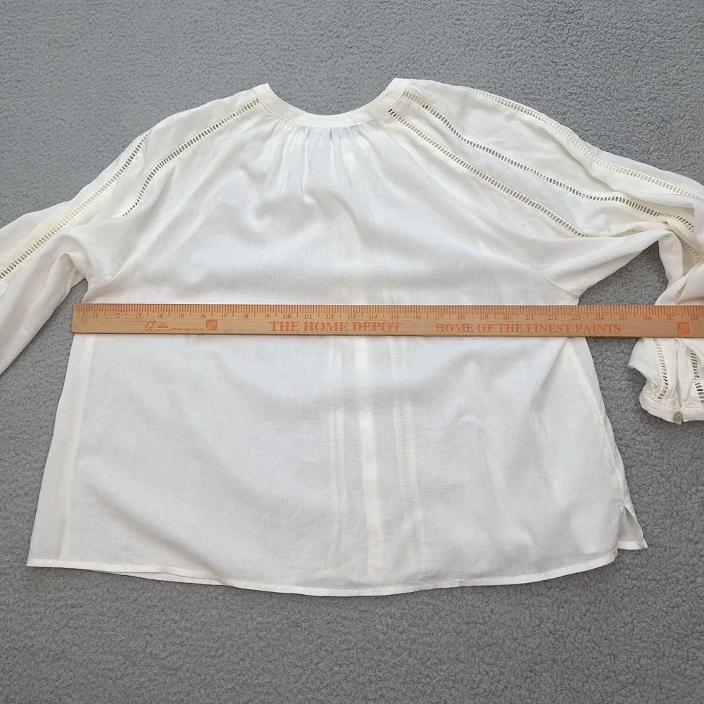 Old Navy‎ Blouse Womens Small White Embroidered Button Front Boho Cottagecore